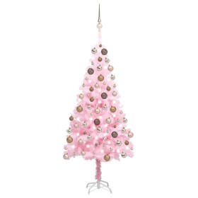 Árbol de Navidad preiluminado con luces y bolas rosa 120 cm de vidaXL, Arboles de navidad - Ref: Foro24-3077583, Precio: 60,9...