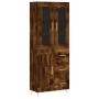 Aparador alto madera contrachapada roble ahumado 69,5x34x180 cm de vidaXL, Aparadores - Ref: Foro24-3198654, Precio: 169,34 €...