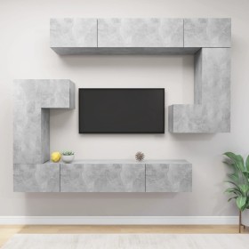 TV furniture set 8 pieces concrete gray plywood by vidaXL, TV Furniture - Ref: Foro24-3079145, Price: 337,19 €, Discount: %