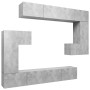 Set de muebles de TV 8 pzas madera contrachapada gris hormigón de vidaXL, Muebles TV - Ref: Foro24-3079145, Precio: 326,99 €,...