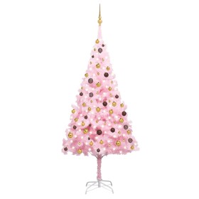 Beleuchteter Weihnachtsbaum mit Lichtern und rosa Kugeln 240 cm von vidaXL, Weihnachtsbäume - Ref: Foro24-3077501, Preis: 118...