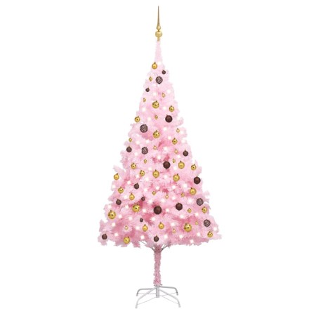 Beleuchteter Weihnachtsbaum mit Lichtern und rosa Kugeln 240 cm von vidaXL, Weihnachtsbäume - Ref: Foro24-3077501, Preis: 121...