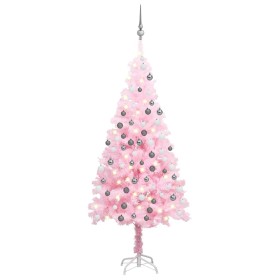 Pre-lit Christmas tree with lights and pink balls 150 cm by vidaXL, Christmas trees - Ref: Foro24-3077670, Price: 45,99 €, Di...