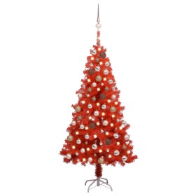 Árbol de Navidad preiluminado con luces y bolas rojo 120 cm de vidaXL, Arboles de navidad - Ref: Foro24-3077598, Precio: 48,9...