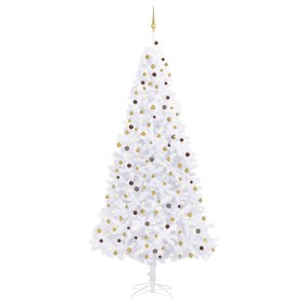 Árbol de Navidad artificial con luces LED y bolas blanco 300 cm de vidaXL, Arboles de navidad - Ref: Foro24-3077789, Precio: ...