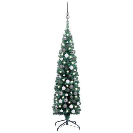 Árbol de Navidad artificial delgado LEDs y bolas verde 120 cm de vidaXL, Arboles de navidad - Ref: Foro24-3077898, Precio: 43...