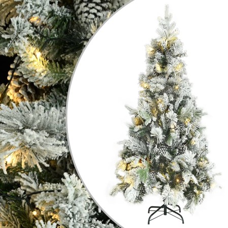 Árbol de Navidad con nieve, luces LED y piñas PVC y PE 225 cm de vidaXL, Arboles de navidad - Ref: Foro24-3094562, Precio: 32...