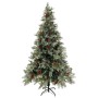 Árbol de Navidad con luces y piñas PVC PE verde y blanco 195 cm de vidaXL, Arboles de navidad - Ref: Foro24-3094565, Precio: ...