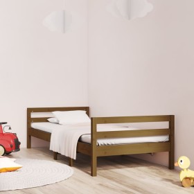 Solid pine wood bed frame honey brown 90x200 cm by vidaXL, Beds and slatted bases - Ref: Foro24-821627, Price: 104,52 €, Disc...