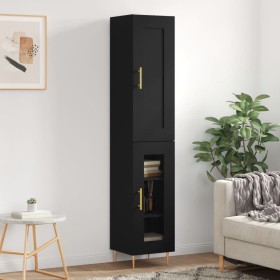 Tall black engineered wood sideboard 34.5x34x180 cm by vidaXL, Sideboards - Ref: Foro24-3200378, Price: 102,49 €, Discount: %