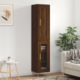 Aparador alto madera de ingeniería roble marrón 34,5x34x180 cm de vidaXL, Aparadores - Ref: Foro24-3200384, Precio: 96,99 €, ...