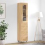 Aparador de madera contrachapada roble Sonoma 34,5x34x180 cm de vidaXL, Aparadores - Ref: Foro24-3199220, Precio: 111,62 €, D...