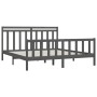 Solid gray pine wood bed frame 200x200 cm by vidaXL, Beds and slatted bases - Ref: Foro24-3107050, Price: 165,21 €, Discount: %