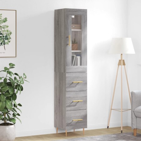 Aparador alto madera contrachapada gris Sonoma 34,5x34x180 cm de vidaXL, Aparadores - Ref: Foro24-3199231, Precio: 112,99 €, ...