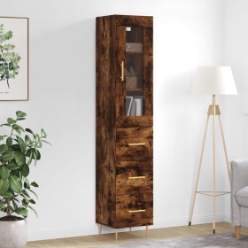 Aparador de madera contrachapada roble ahumado 34,5x34x180 cm de vidaXL, Aparadores - Ref: Foro24-3199230, Precio: 109,67 €, ...