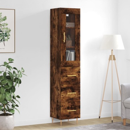 Aparador de madera contrachapada roble ahumado 34,5x34x180 cm de vidaXL, Aparadores - Ref: Foro24-3199230, Precio: 109,52 €, ...