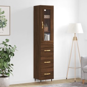 Aparador alto madera contrachapada roble marrón 34,5x34x180 cm de vidaXL, Aparadores - Ref: Foro24-3199224, Precio: 111,99 €,...