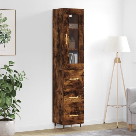 Aparador de madera contrachapada roble ahumado 34,5x34x180 cm de vidaXL, Aparadores - Ref: Foro24-3199222, Precio: 116,62 €, ...