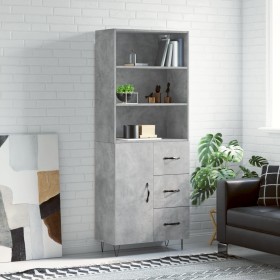 Concrete gray plywood tall sideboard 69.5x34x180 cm by vidaXL, Sideboards - Ref: Foro24-3189441, Price: 142,99 €, Discount: %