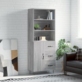 Aparador alto madera contrachapada gris sonoma 69,5x34x180 cm de vidaXL, Aparadores - Ref: Foro24-3189443, Precio: 149,99 €, ...