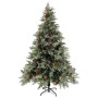 Árbol de Navidad con luces y piñas PVC PE verde y blanco 150 cm de vidaXL, Arboles de navidad - Ref: Foro24-3094564, Precio: ...