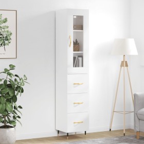 Tall white glossy plywood sideboard 34.5x34x180 cm by vidaXL, Sideboards - Ref: Foro24-3199219, Price: 119,56 €, Discount: %