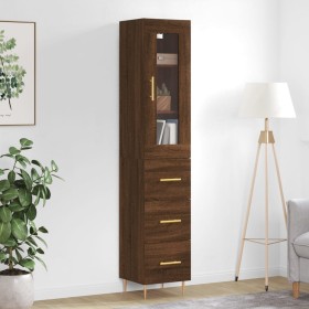 Aparador alto madera contrachapada roble marrón 34,5x34x180 cm de vidaXL, Aparadores - Ref: Foro24-3199232, Precio: 113,18 €,...