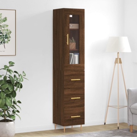 Aparador alto madera contrachapada roble marrón 34,5x34x180 cm de vidaXL, Aparadores - Ref: Foro24-3199232, Precio: 112,99 €,...