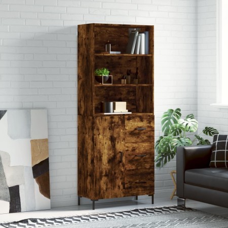 Tall smoked oak plywood sideboard 69.5x34x180 cm by vidaXL, Sideboards - Ref: Foro24-3189450, Price: 153,91 €, Discount: %