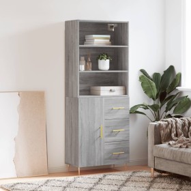 High sideboard sonoma gray plywood 69.5x34x180 cm by vidaXL, Sideboards - Ref: Foro24-3189435, Price: 150,99 €, Discount: %