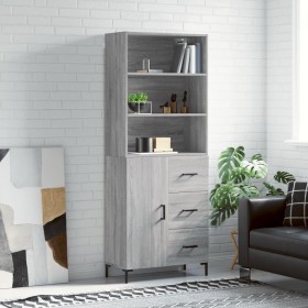 Aparador alto madera contrachapada gris sonoma 69,5x34x180 cm de vidaXL, Aparadores - Ref: Foro24-3189451, Precio: 157,99 €, ...