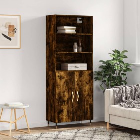 Aparador alto madera contrachapada roble ahumado 69,5x34x180 cm de vidaXL, Aparadores - Ref: Foro24-3189234, Precio: 130,45 €...