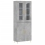 Aparador alto madera contrachapada gris hormigón 69,5x34x180 cm de vidaXL, Aparadores - Ref: Foro24-3198205, Precio: 159,96 €...