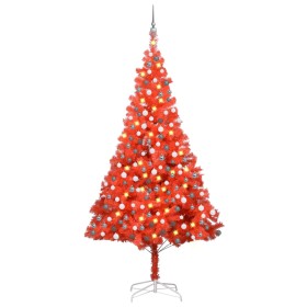 Künstlicher Weihnachtsbaum mit LEDs und roten Kugeln 240 cm PVC von vidaXL, Weihnachtsbäume - Ref: Foro24-3077688, Preis: 106...