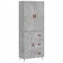 Aparador alto madera contrachapada gris hormigón 69,5x34x180 cm de vidaXL, Aparadores - Ref: Foro24-3195991, Precio: 163,80 €...