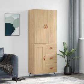 Aparador alto madera contrachapada color roble 69,5x34x180 cm de vidaXL, Aparadores - Ref: Foro24-3195990, Precio: 159,99 €, ...