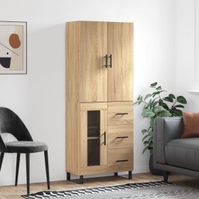 Tall plywood oak-colored highboard 69.5x34x180 cm by vidaXL, Sideboards - Ref: Foro24-3195982, Price: 176,99 €, Discount: %