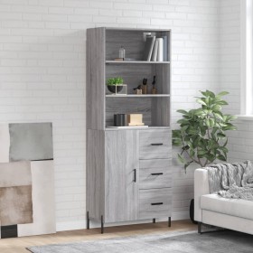 Aparador alto madera contrachapada gris sonoma 69,5x34x180 cm de vidaXL, Aparadores - Ref: Foro24-3189459, Precio: 164,04 €, ...