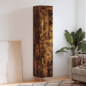 Aparador de madera contrachapada roble ahumado 34,5x34x180 cm de vidaXL, Aparadores - Ref: Foro24-3200126, Precio: 90,99 €, D...