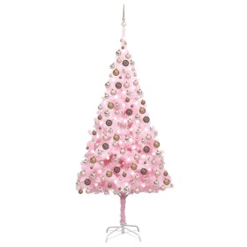 Vorbeleuchteter Weihnachtsbaum mit rosa Lichtern und Kugeln 240 cm von vidaXL, Weihnachtsbäume - Ref: Foro24-3077587, Preis: ...