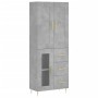 Aparador alto madera contrachapada gris hormigón 69,5x34x180 cm de vidaXL, Aparadores - Ref: Foro24-3199933, Precio: 151,99 €...