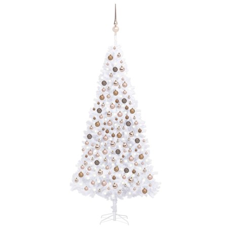 Árbol de Navidad artificial con luces LED y bolas blanco 300 cm de vidaXL, Arboles de navidad - Ref: Foro24-3077837, Precio: ...