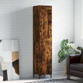 Aparador de madera contrachapada roble ahumado 34,5x34x180 cm de vidaXL, Aparadores - Ref: Foro24-3200134, Precio: 98,74 €, D...