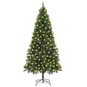 Künstlicher Weihnachtsbaum beleuchtet mit Lichtern und Tannenzapfen 210 cm von vidaXL, Weihnachtsbäume - Ref: Foro24-3077745,...