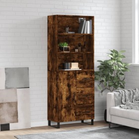 Aparador alto madera contrachapada roble ahumado 69,5x34x180 cm de vidaXL, Aparadores - Ref: Foro24-3189474, Precio: 153,99 €...