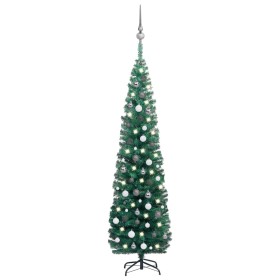 Árbol de Navidad preiluminado con luces y bolas verde 210 cm de vidaXL, Arboles de navidad - Ref: Foro24-3077901, Precio: 65,...