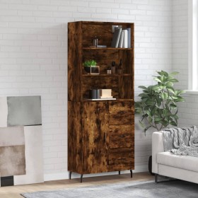 Tall smoked oak plywood highboard 69.5x34x180 cm by vidaXL, Sideboards - Ref: Foro24-3189466, Price: 150,85 €, Discount: %