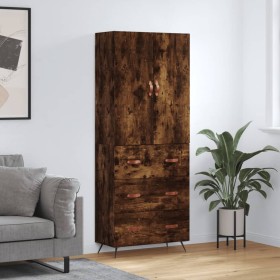 Aparador alto madera contrachapada roble ahumado 69,5x34x180 cm de vidaXL, Aparadores - Ref: Foro24-3195824, Precio: 165,99 €...