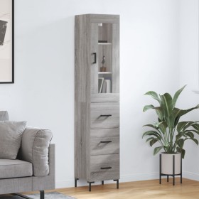 Tall Sonoma gray plywood sideboard 34.5x34x180 cm by vidaXL, Sideboards - Ref: Foro24-3199239, Price: 118,99 €, Discount: %