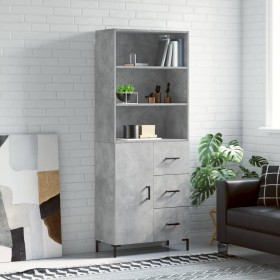 Concrete gray plywood tall sideboard 69.5x34x180 cm by vidaXL, Sideboards - Ref: Foro24-3189473, Price: 152,99 €, Discount: %